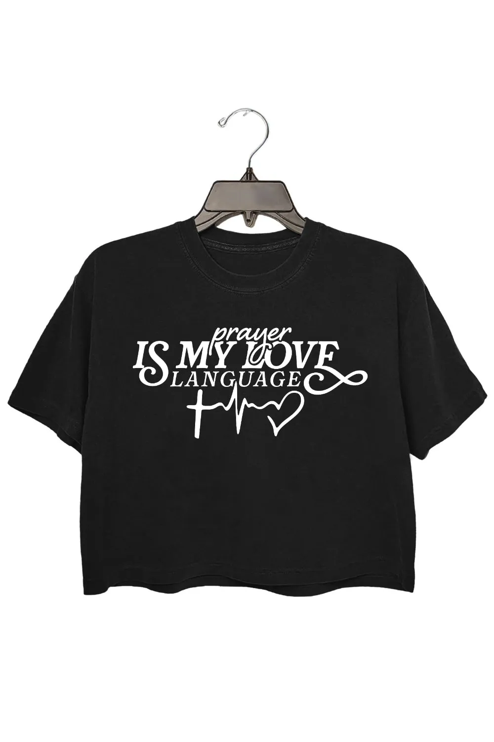Prayer Is My Love Language Crop Top For Women sold by Fancy Tees product image thumbnail 2