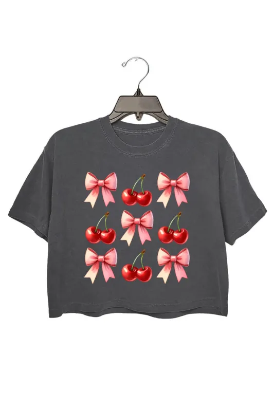 Cherries Bows Valentine Crop Top For Women sold by Fancy Tees