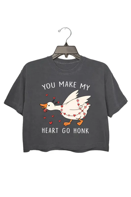 You Make My Heart Go Honk Funny Goose Crop Top For Women sold by Fancy Tees