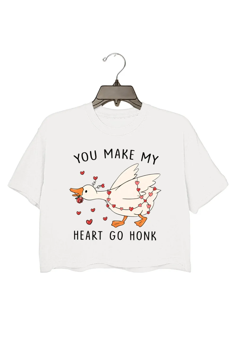 You Make My Heart Go Honk Funny Goose Crop Top For Women sold by Fancy Tees product image thumbnail 2