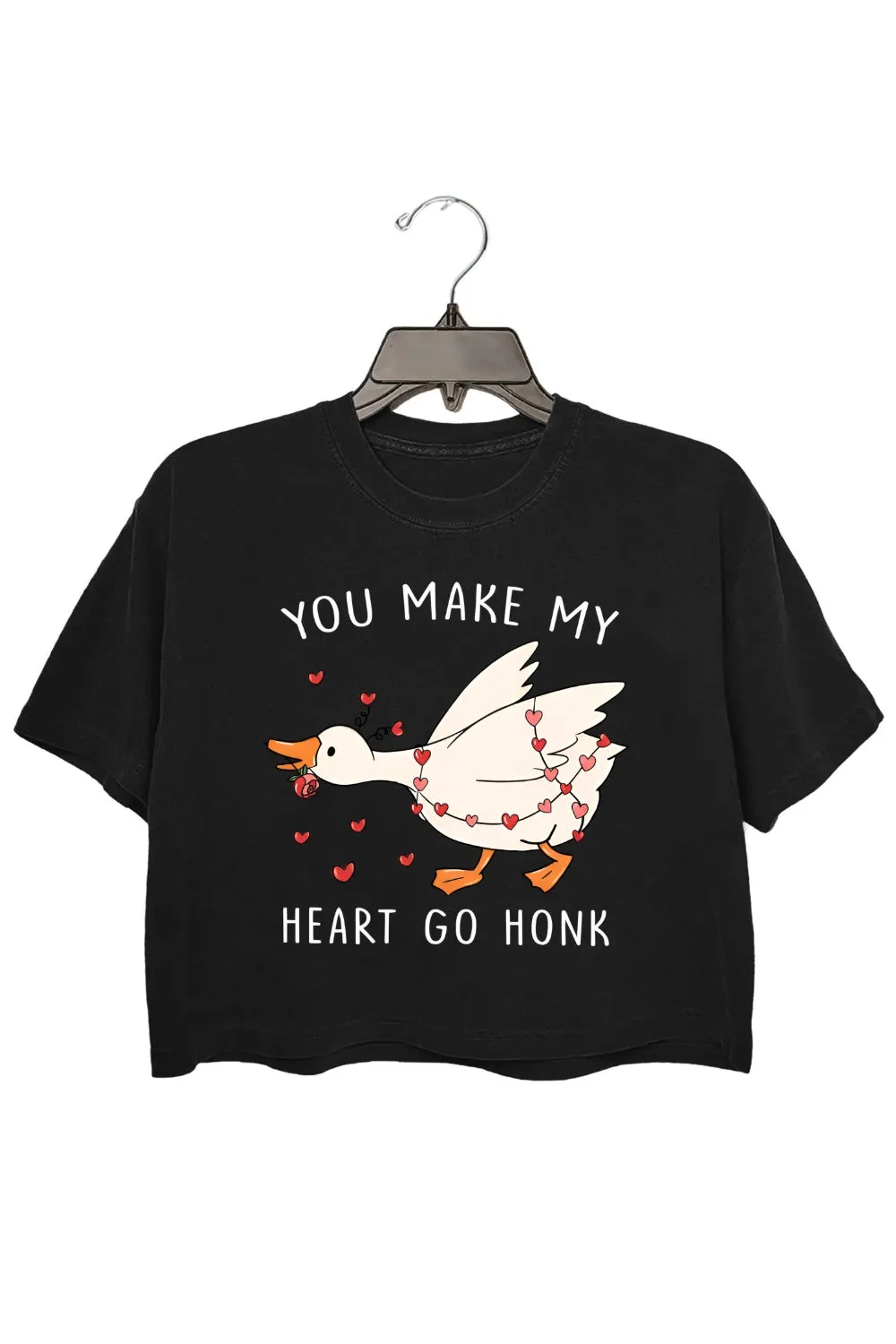You Make My Heart Go Honk Funny Goose Crop Top For Women sold by Fancy Tees product image thumbnail 3