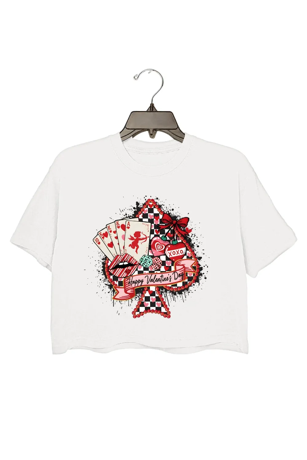 Western Checkered Heart Valentine Crop Top For Women sold by Fancy Tees product image thumbnail 2
