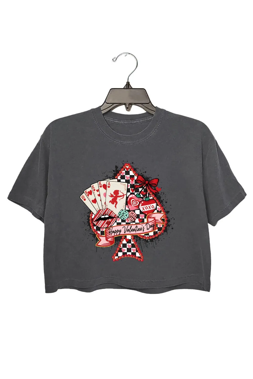 Western Checkered Heart Valentine Crop Top For Women sold by Fancy Tees
