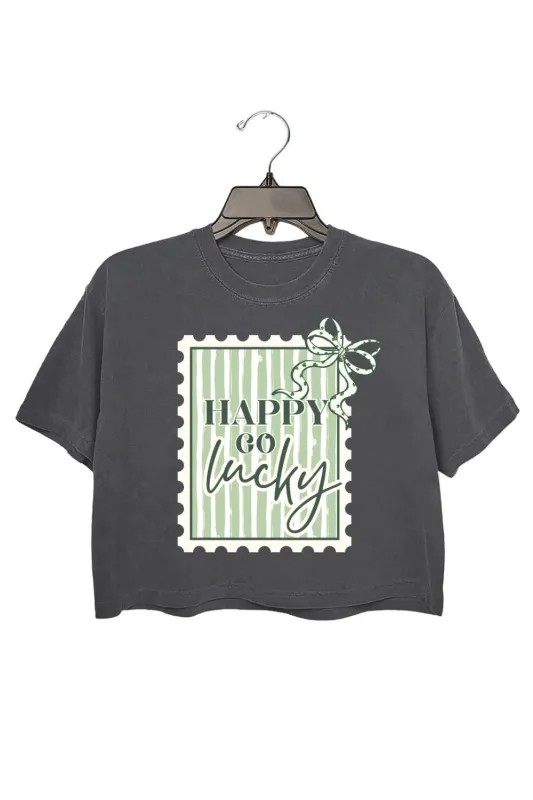 Happy Go Lucky Postage Stamp Crop Top For Women sold by Fancy Tees