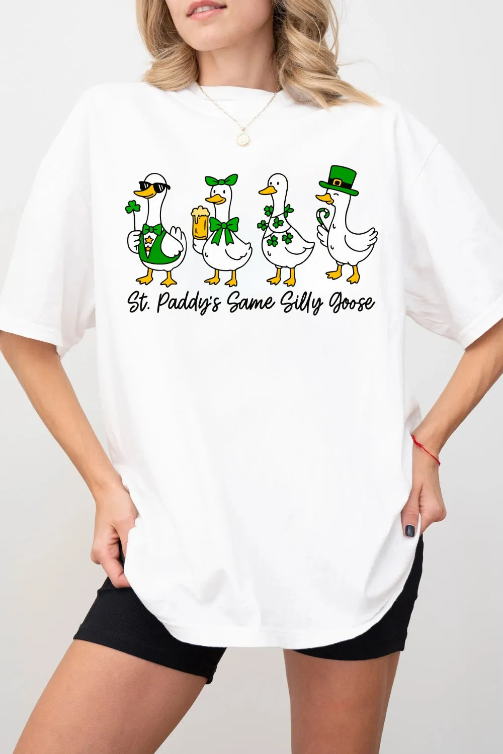 Funny St. Patrick's Day Silly Goose Tee For Women sold by Fancy Tees product image thumbnail 4