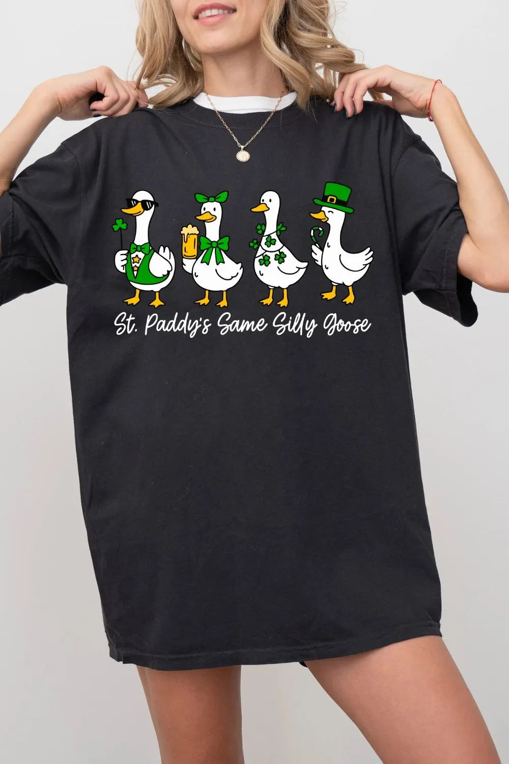 Funny St. Patrick's Day Silly Goose Tee For Women sold by Fancy Tees product image thumbnail 3