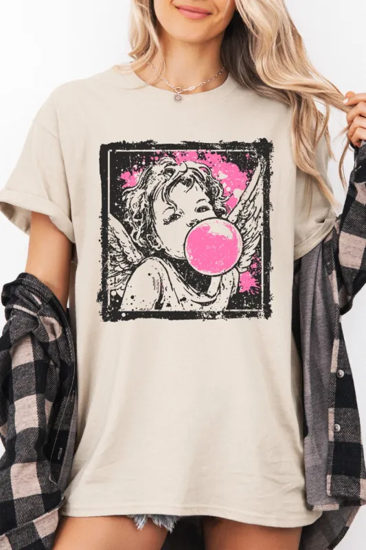 Preppy Cupid Blowing Bubble Vday Tee For Women made by Fancy Tees