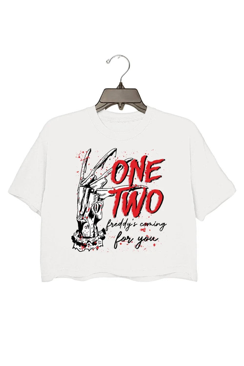One Two Horror Halloween Crop Top For Women sold by Fancy Tees product image thumbnail 2