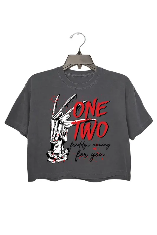 One Two Horror Halloween Crop Top For Women made by Fancy Tees