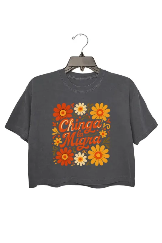 Retro Floral Spanish Phrase Crop Top For Women sold by Fancy Tees