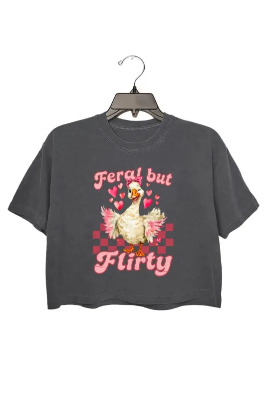 Feral But Flirty Goose Crop Top For Women made by Fancy Tees