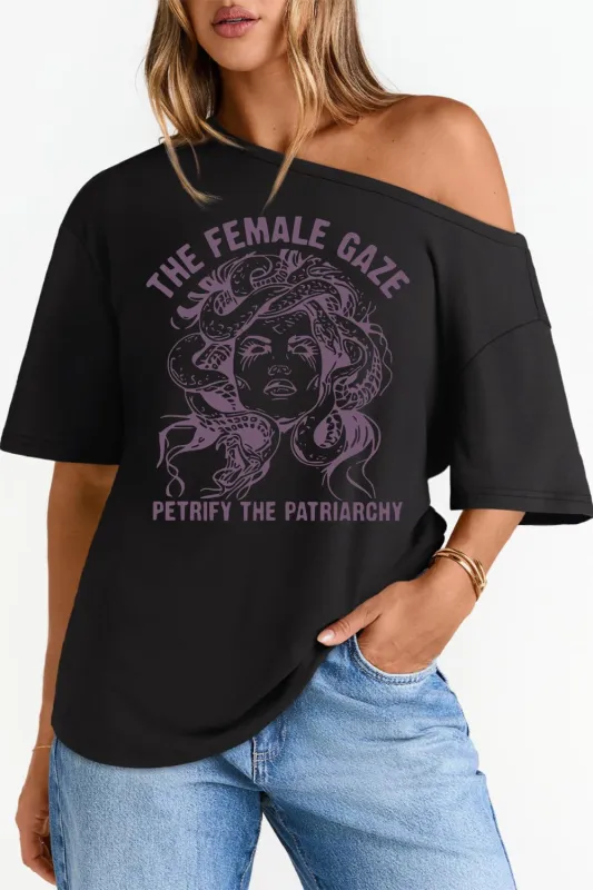 The Female Gaze Off The Shoulder Tee For Women sold by Fancy Tees
