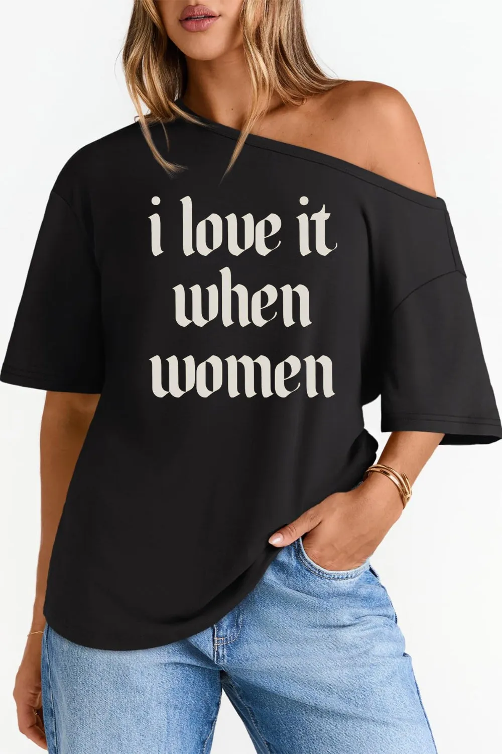 I Love It When Women Off The Shoulder Tee For Women sold by Fancy Tees product image thumbnail 3