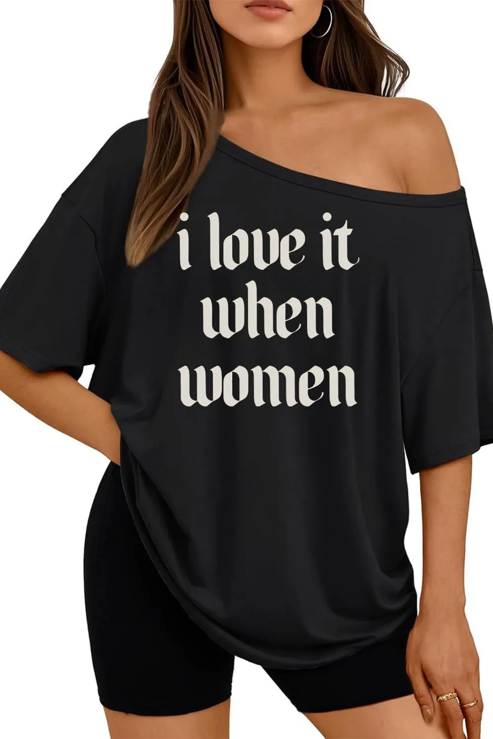I Love It When Women Off The Shoulder Tee For Women sold by Fancy Tees