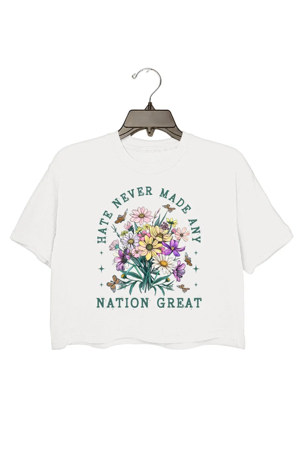 Hate Never Made Any Nation Great Floral Crop Top For Women sold by Fancy Tees