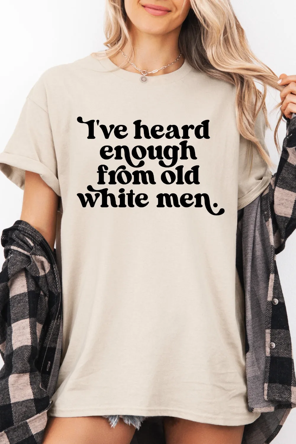 I've Heard Enough from Old White Men Retro Tee For Women sold by Fancy Tees product image thumbnail 2