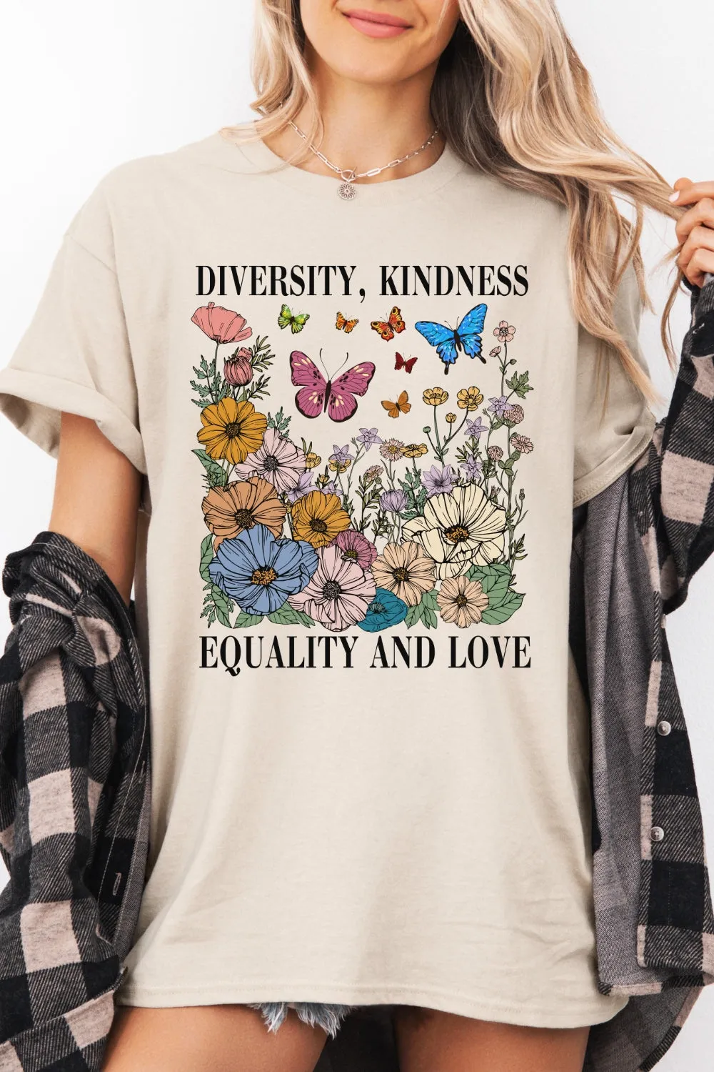 Diversity Kindness Garden Floral Tee For Women sold by Fancy Tees product image thumbnail 2