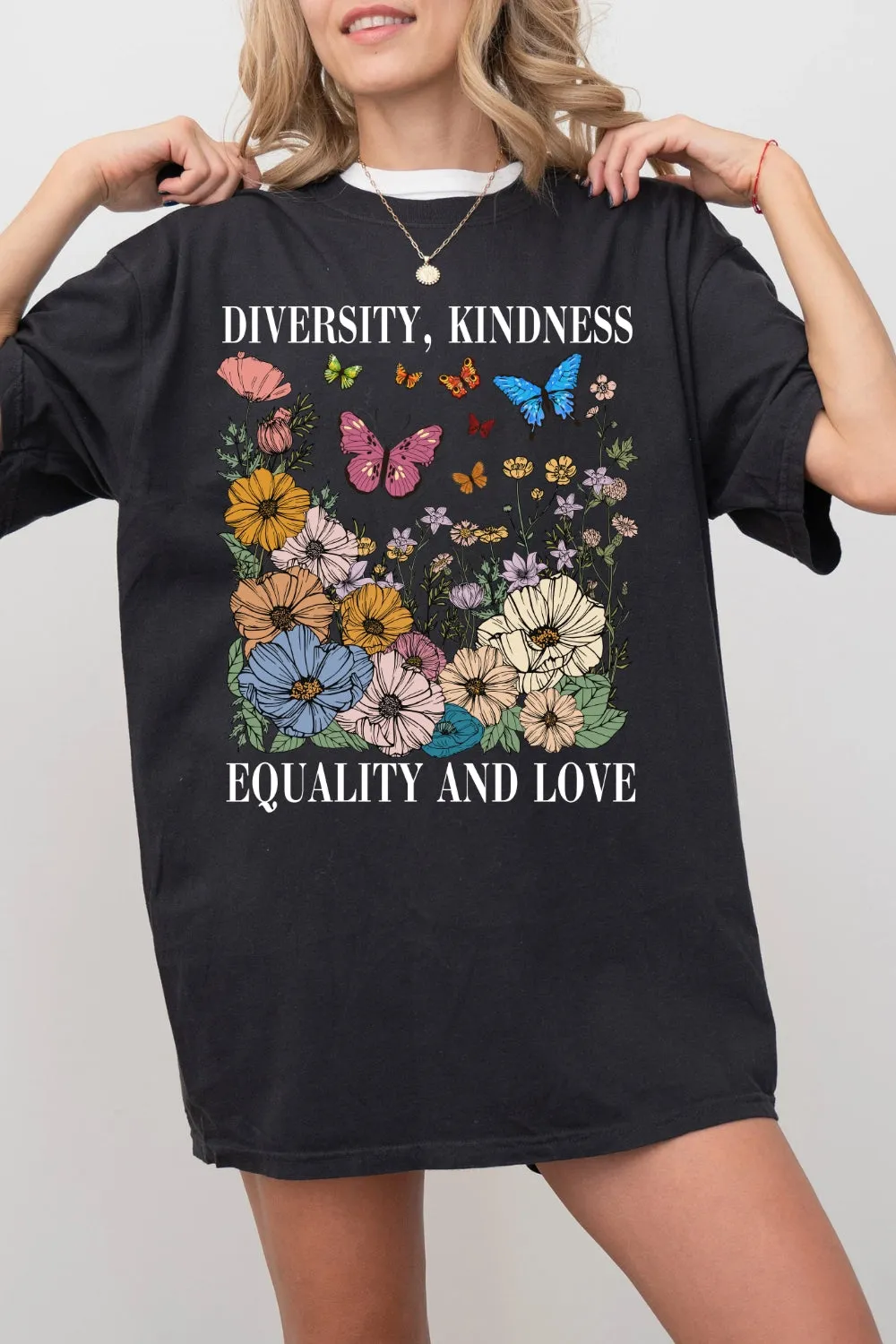 Diversity Kindness Garden Floral Tee For Women sold by Fancy Tees product image thumbnail 3