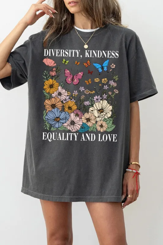 Diversity Kindness Garden Floral Tee For Women sold by Fancy Tees