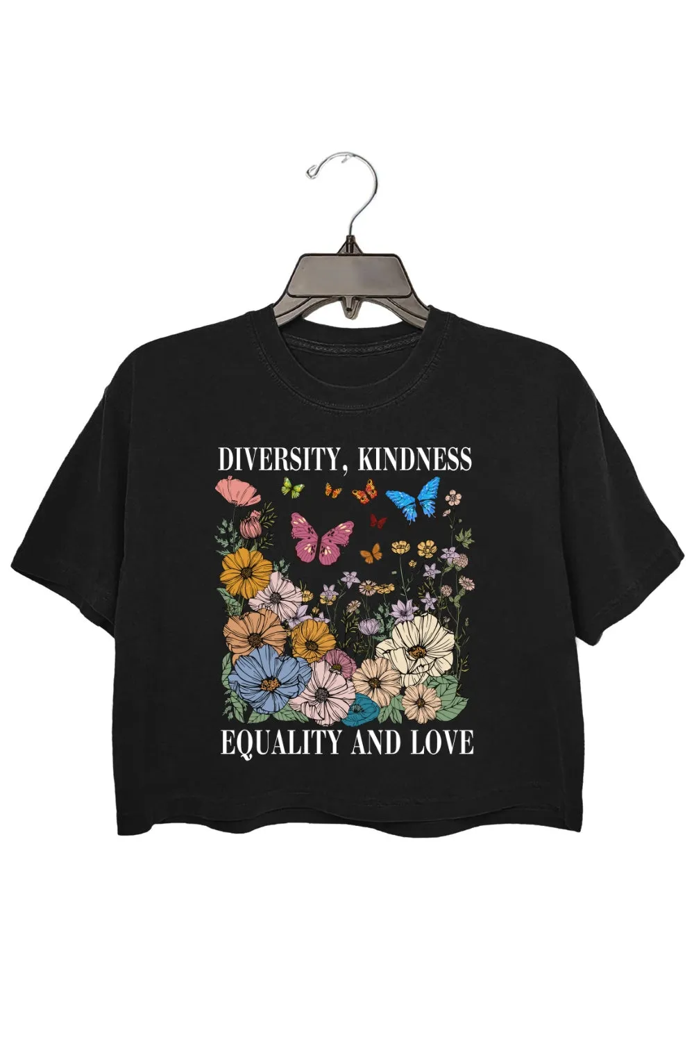 Diversity Kindness Garden Floral Crop Tee For Women sold by Fancy Tees product image thumbnail 3