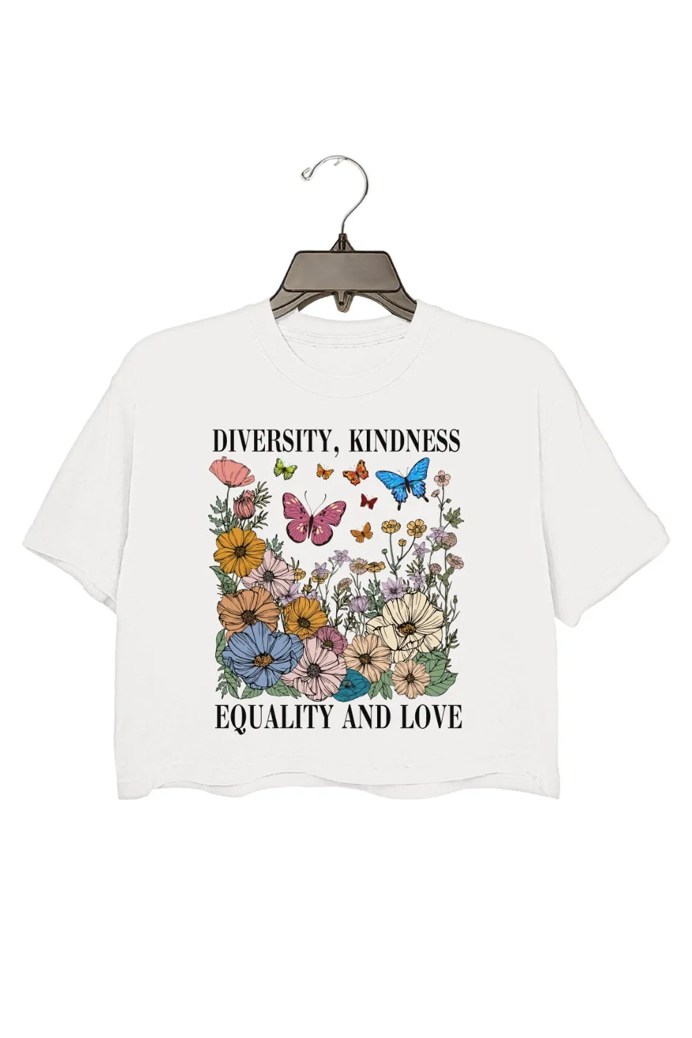 Diversity Kindness Garden Floral Crop Tee For Women sold by Fancy Tees product image thumbnail 2