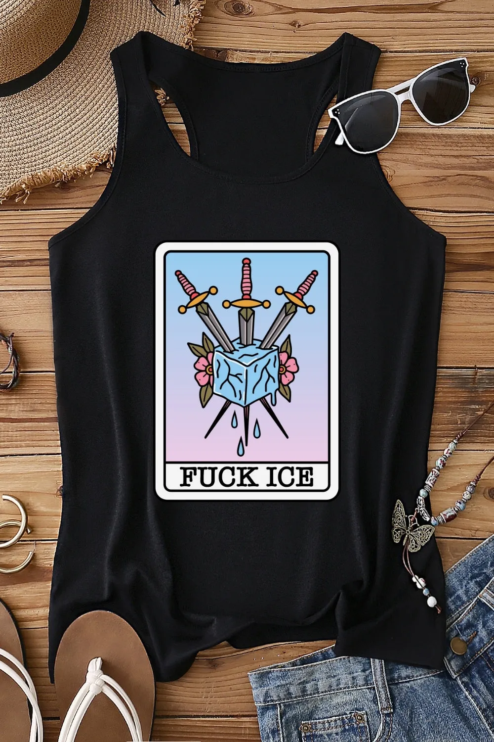 F*ck Ice Tarot Card Tank Top For Women sold by Fancy Tees product image thumbnail 3
