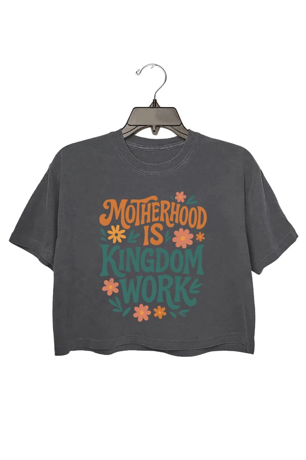 Motherhood Is Kingdom Work Floral Crop Tee For Women sold by Fancy Tees