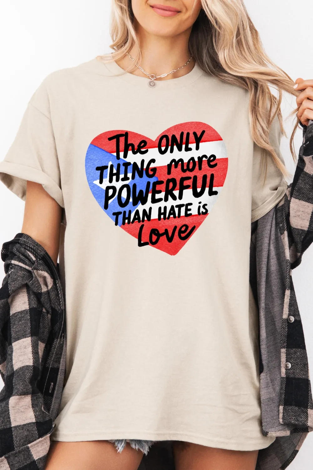 The Only Thing More Powerful Than Hate Heart Tee For Women sold by Fancy Tees product image thumbnail 2