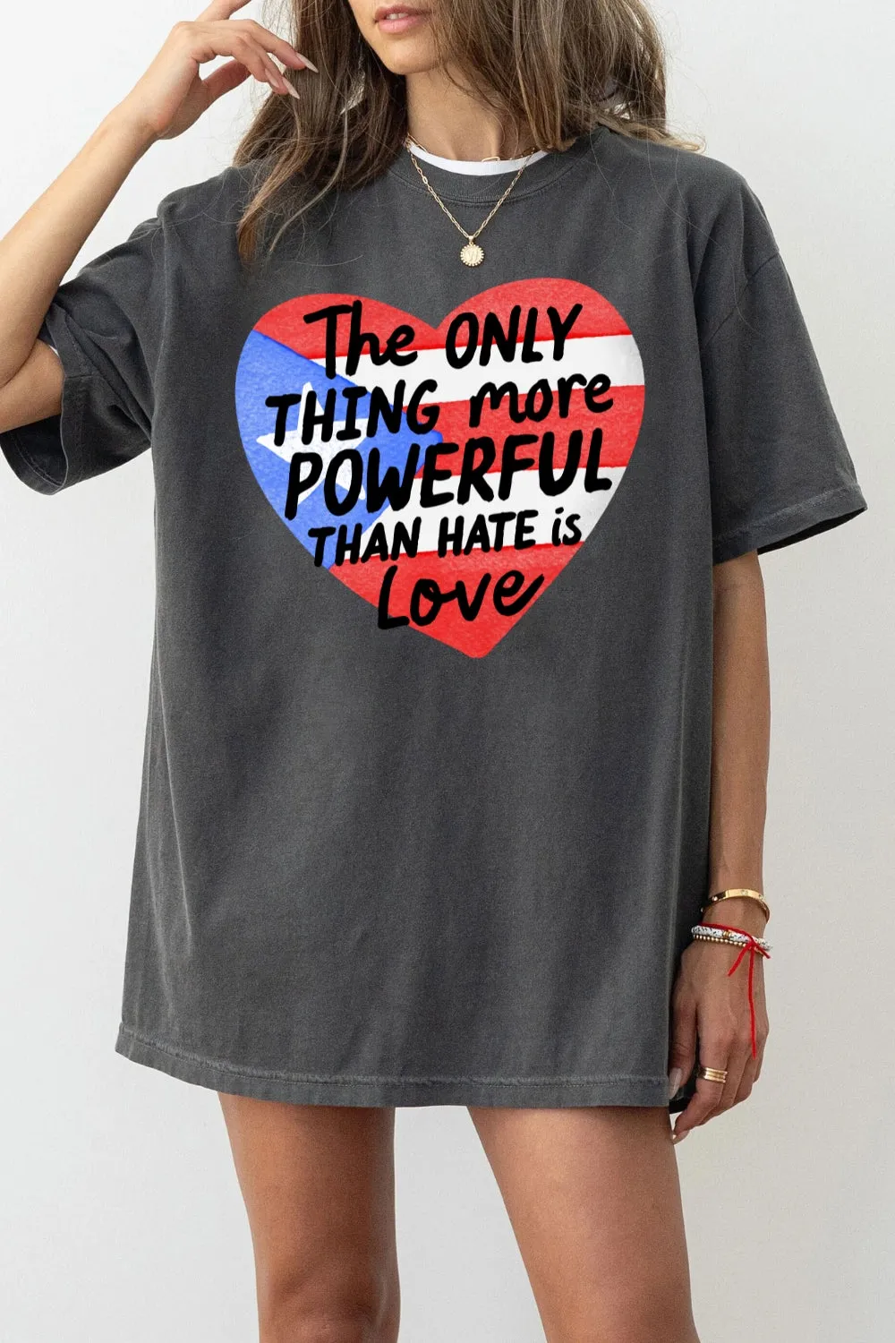The Only Thing More Powerful Than Hate Heart Tee For Women sold by Fancy Tees