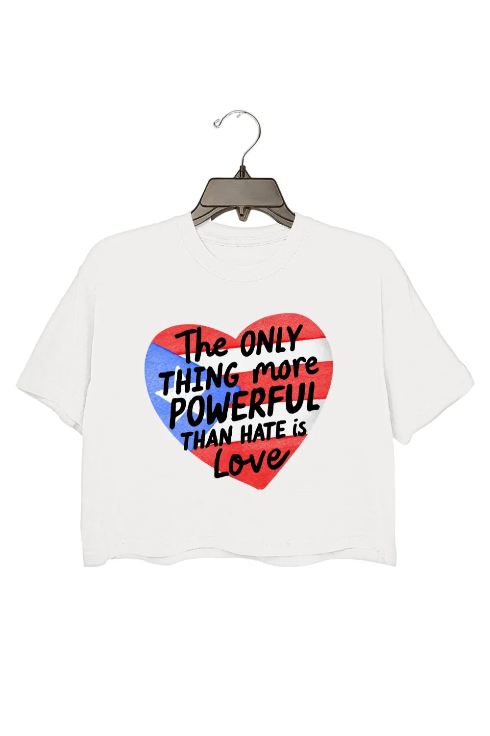 The Only Thing More Powerful Than Hate Heart Crop Tee For Women sold by Fancy Tees product image thumbnail 2