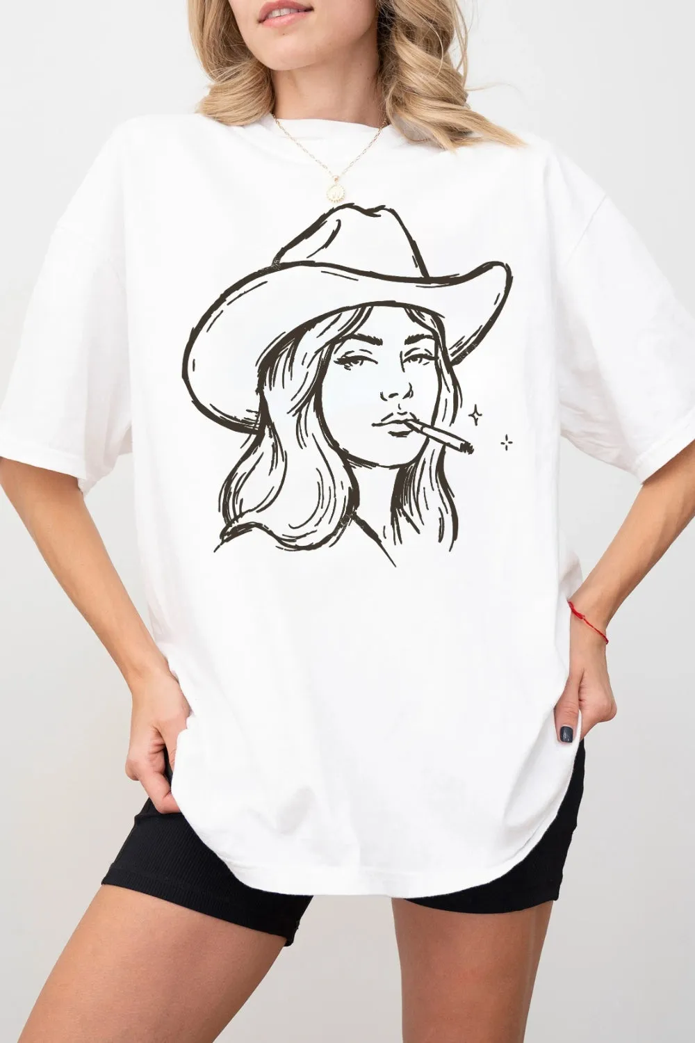 Cowgirl Line Art Western Tee For Women sold by Fancy Tees product image thumbnail 2