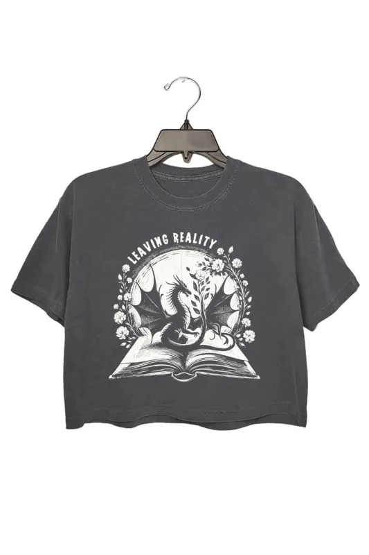 Fantasy Dragon Leaving Reality Crop Tee For Women made by Fancy Tees