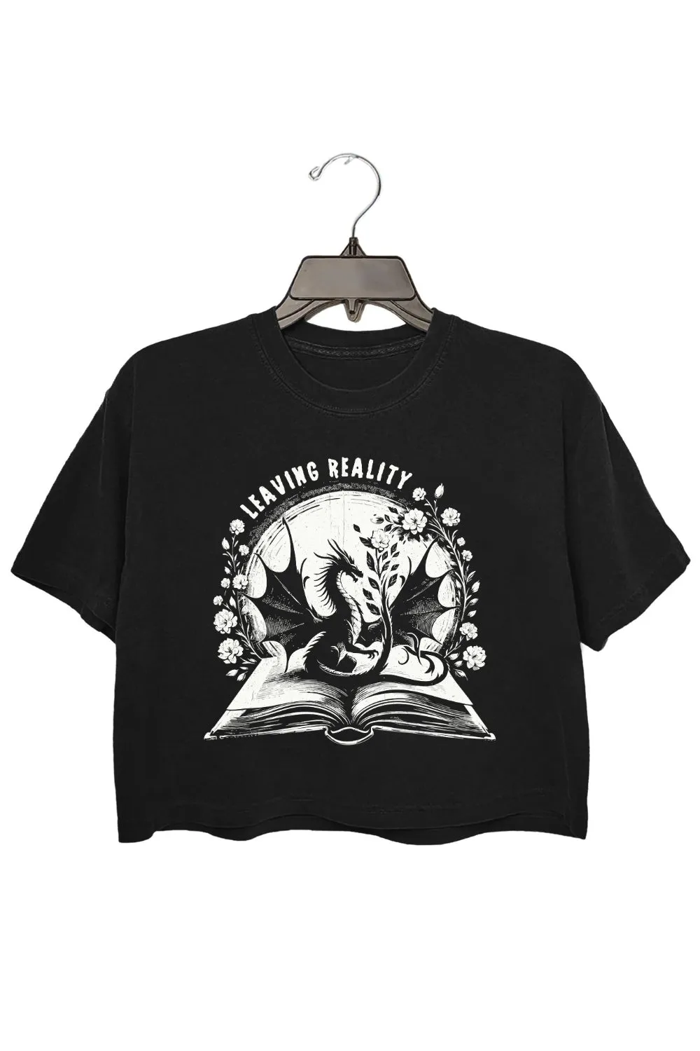 Fantasy Dragon Leaving Reality Crop Tee For Women sold by Fancy Tees product image thumbnail 2