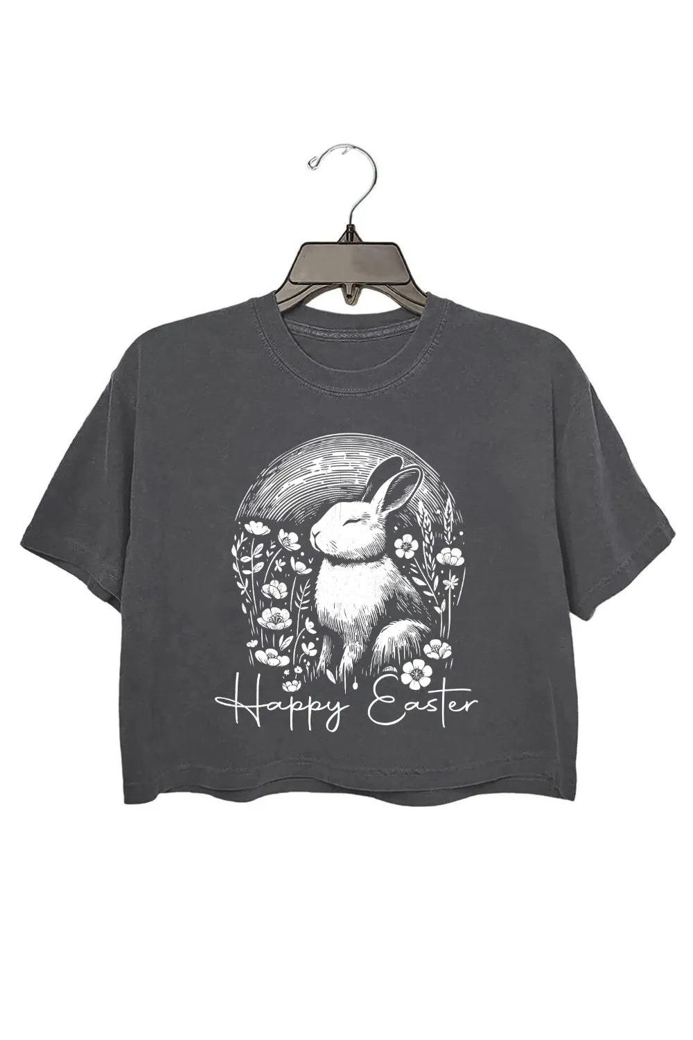 Happy Easter Bunny in Flowers Crop Tee For Women sold by Fancy Tees