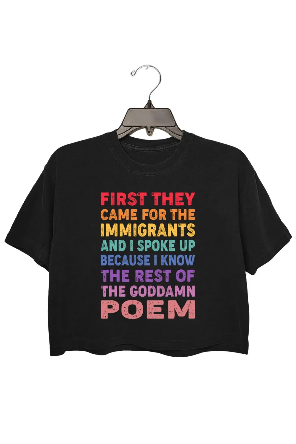 Support Immigrants Funny Saying Crop Tee For Women sold by Fancy Tees product image thumbnail 3