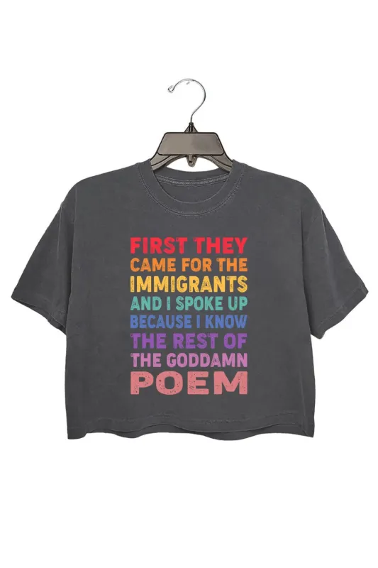 Support Immigrants Funny Saying Crop Tee For Women made by Fancy Tees