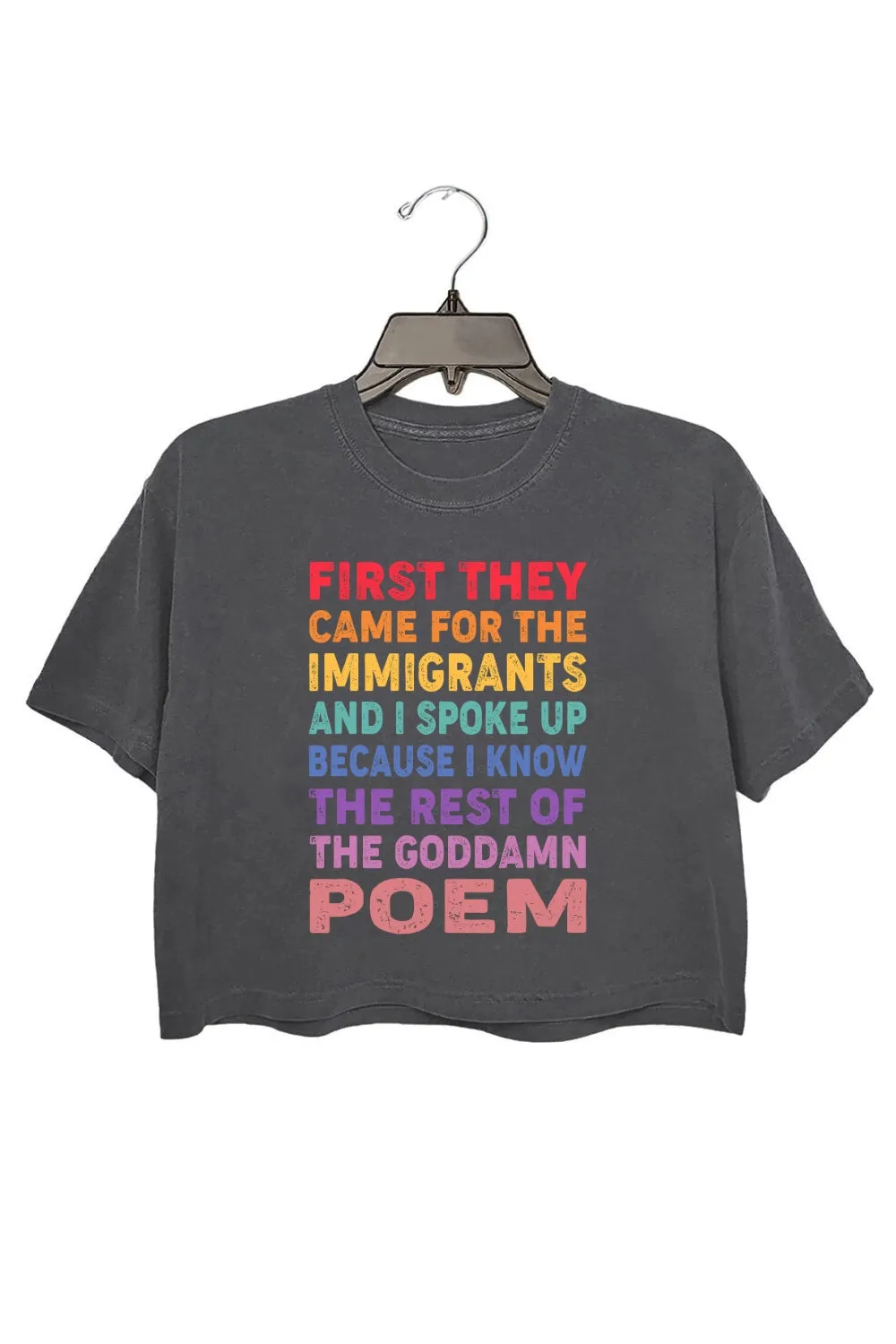 Support Immigrants Funny Saying Crop Tee For Women sold by Fancy Tees