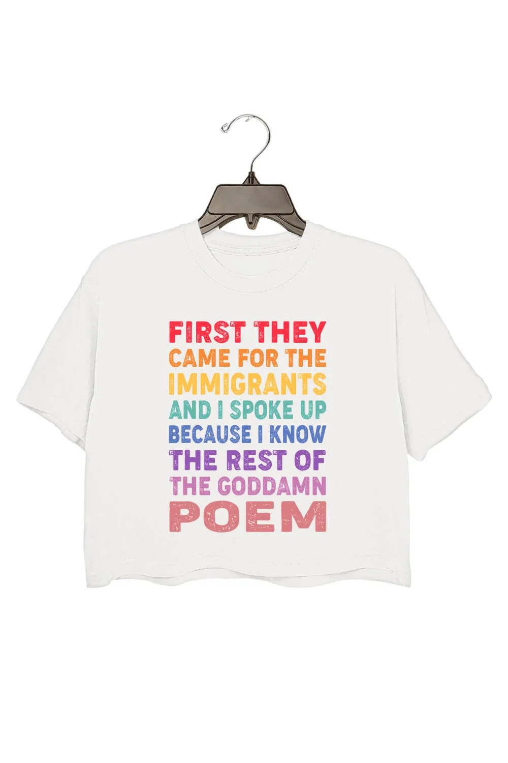 Support Immigrants Funny Saying Crop Tee For Women sold by Fancy Tees product image thumbnail 2