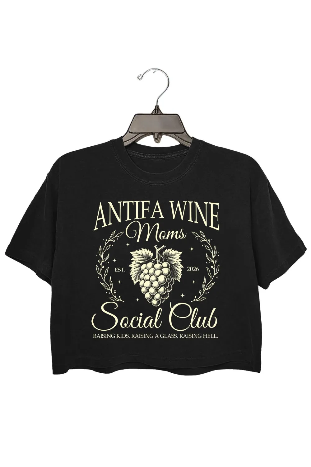 Antifa Wine Moms Social Club Crop Tee For Women sold by Fancy Tees product image thumbnail 2