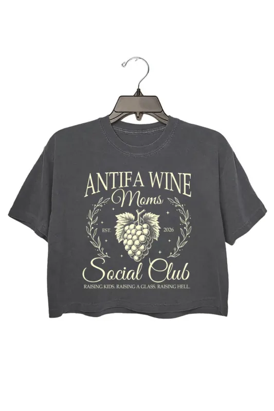 Antifa Wine Moms Social Club Crop Tee For Women made by Fancy Tees