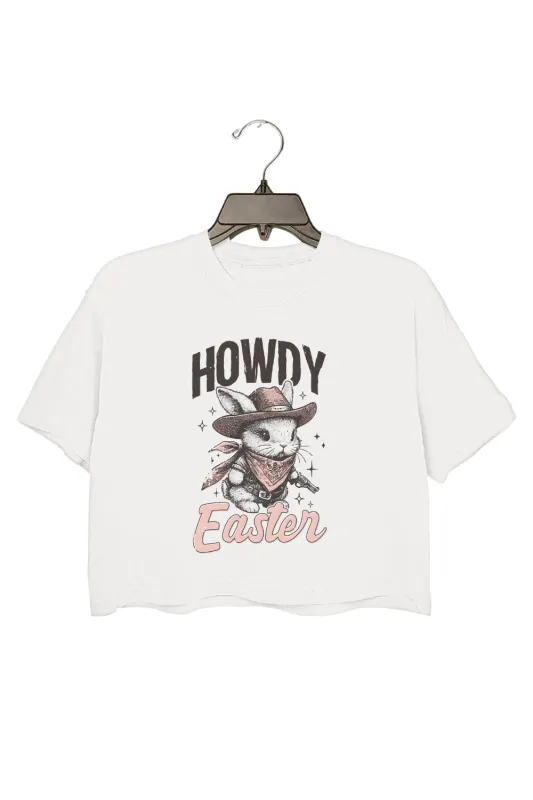 Howdy Easter Bunny Western Crop Tee For Women sold by Fancy Tees