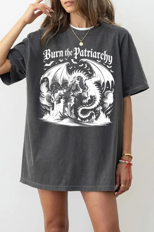 Burn The Patriarchy Feminist Dragon Tee For Women sold by Fancy Tees
