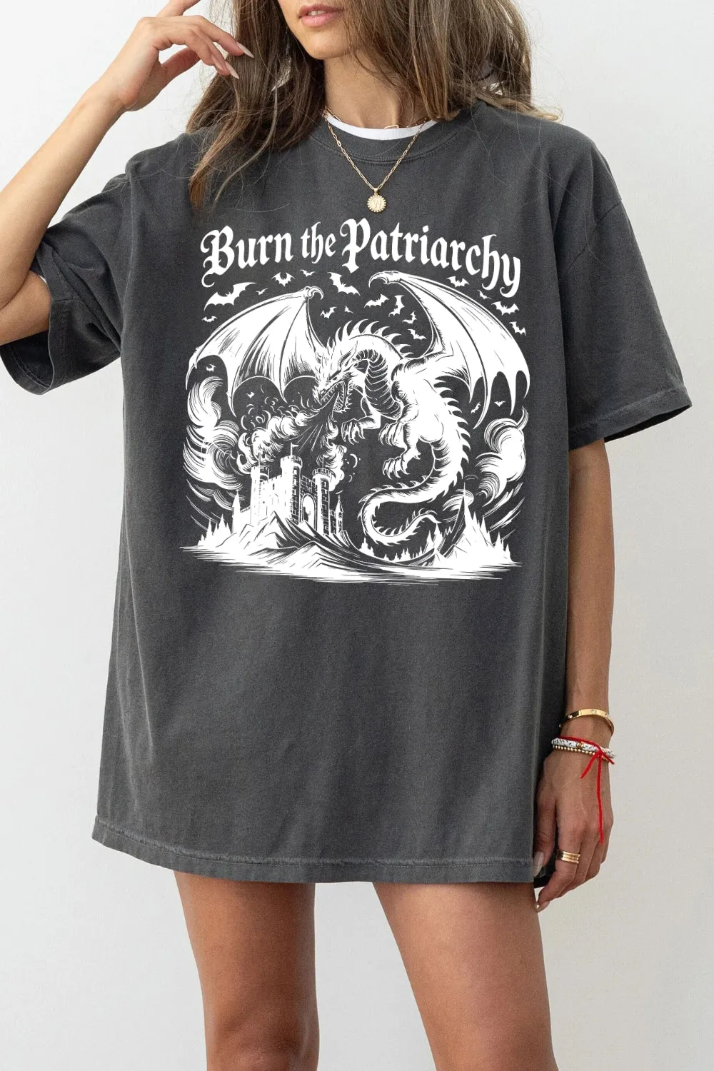 Burn The Patriarchy Feminist Dragon Tee For Women sold by Fancy Tees
