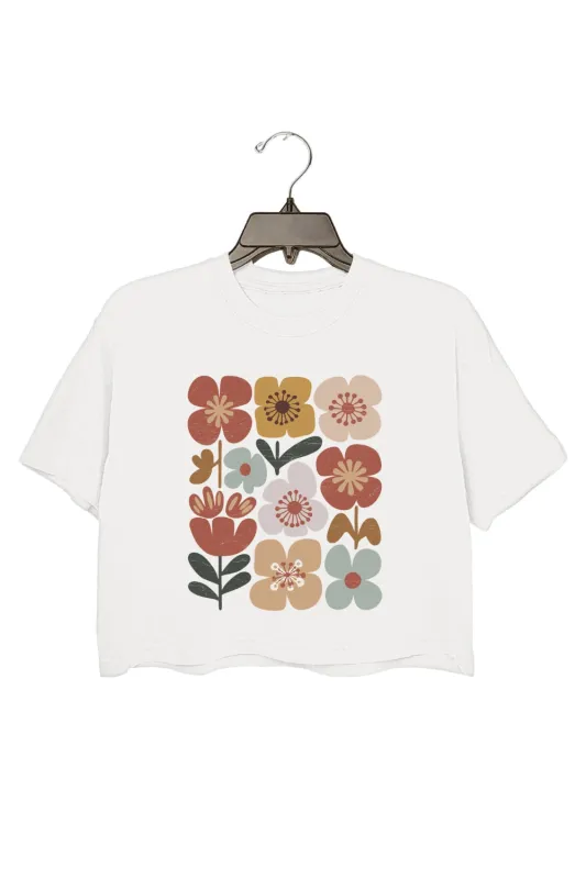 Boho Floral Wildflower Crop Tee For Women made by Fancy Tees