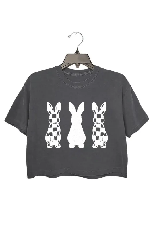 Checkered Easter Bunny Crop Tee For Women sold by Fancy Tees