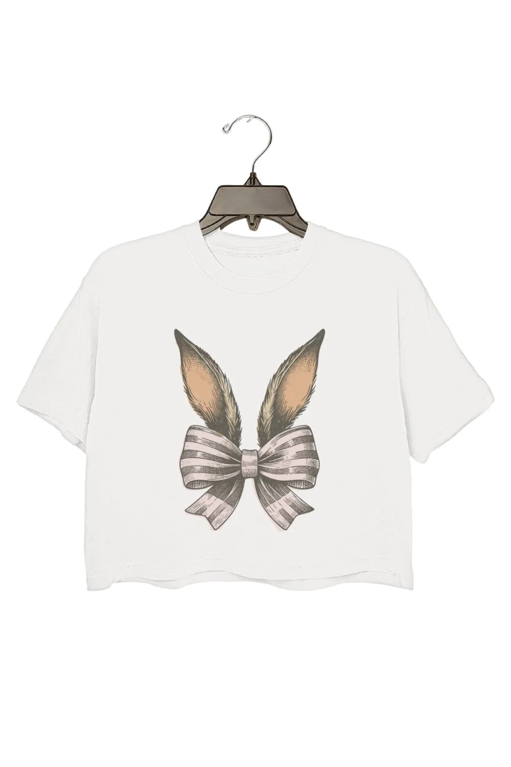 Bunny Ears and Bow Crop Tee For Women sold by Fancy Tees product image thumbnail 2