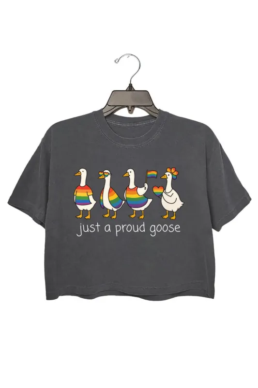 Just A Proud Goose LGBTQ Crop Tee For Women made by Fancy Tees