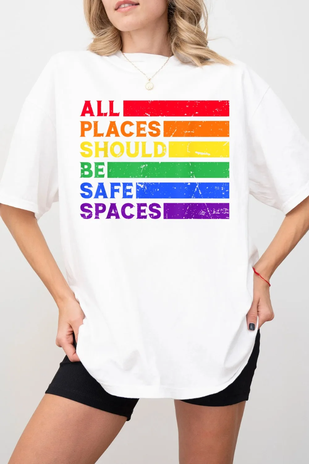 All Places Should Be Safe Spaces Pride Tee For Women sold by Fancy Tees product image thumbnail 4