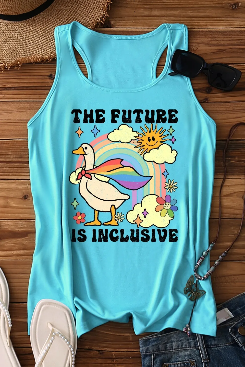 The Future Is Inclusive Rainbow Goose Tank Top For Women sold by Fancy Tees product image thumbnail 2
