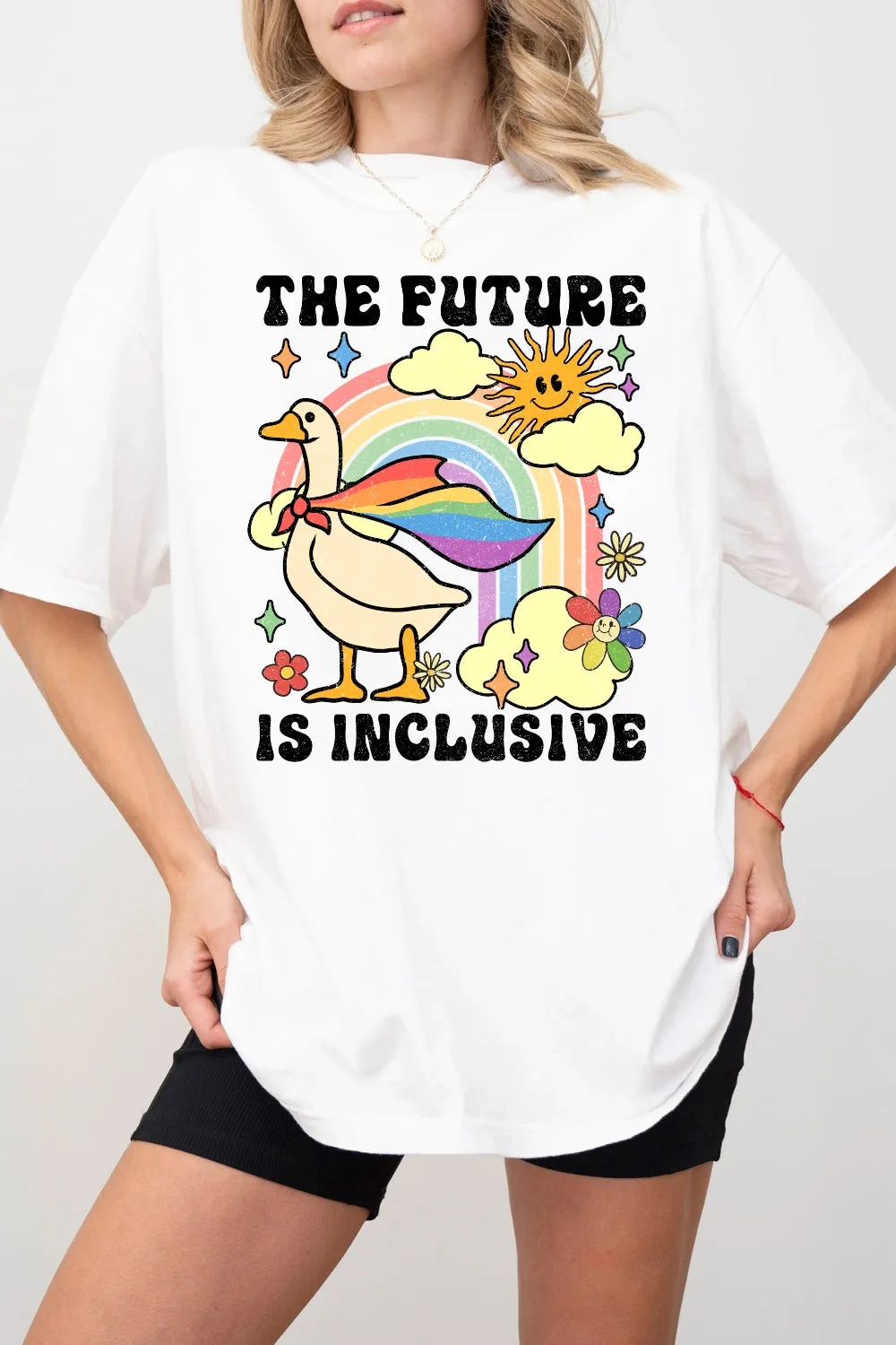 The Future Is Inclusive Rainbow Goose Tee For Women sold by Fancy Tees product image thumbnail 2